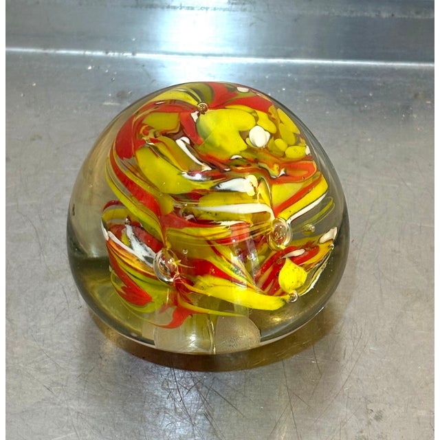 Mid-Century Modern Murano Style Glass Orb Paper Weight For Sale - Image 3 of 3