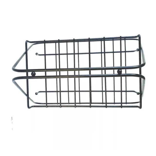 Mid-Century Modern 1950s Vintage Mid Century Modern Black Magazine Rack Atomic For Sale - Image 3 of 3