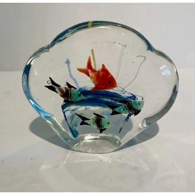 Glass 1990s Murano Style Glass Paperweight With Fish For Sale - Image 7 of 7