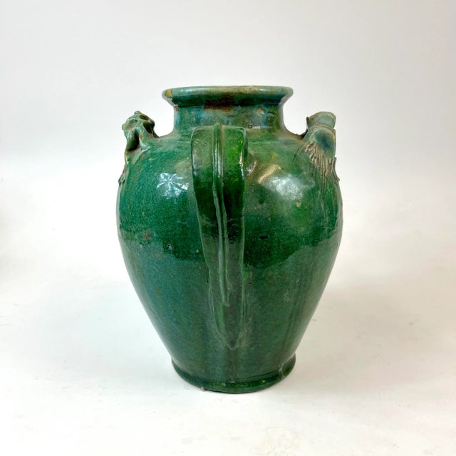 19th Century Green Ceramic Wine Jug With Handle For Sale In San Francisco - Image 6 of 10