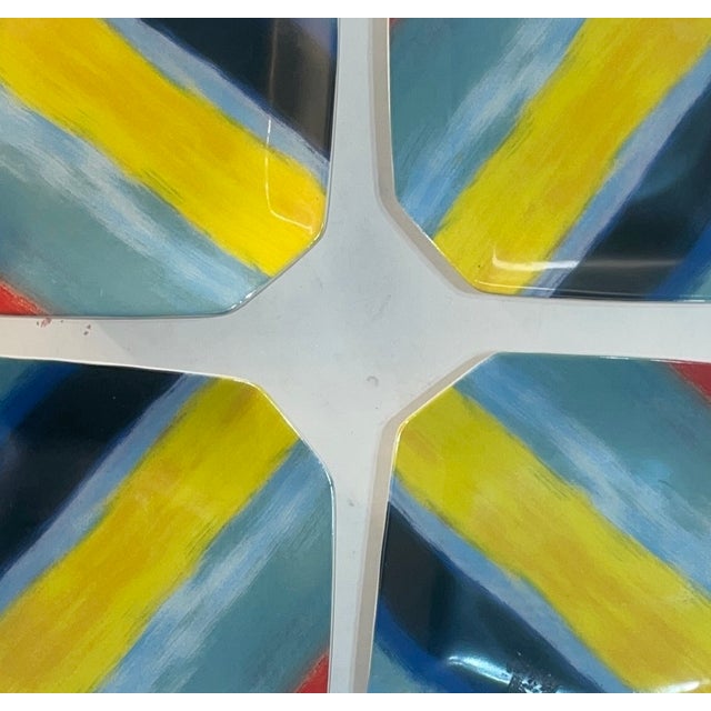 1990s Diane Von Furstenberg Hexagonal "Power Stripe" Dessert Plates - Set of 4 For Sale In Atlanta - Image 6 of 6