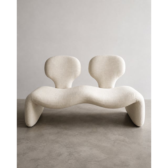 1960s Djinn 2-Seater Sofa in Creme Bouclé by Olivier Mourgue for Airborne, 1970s For Sale - Image 5 of 13