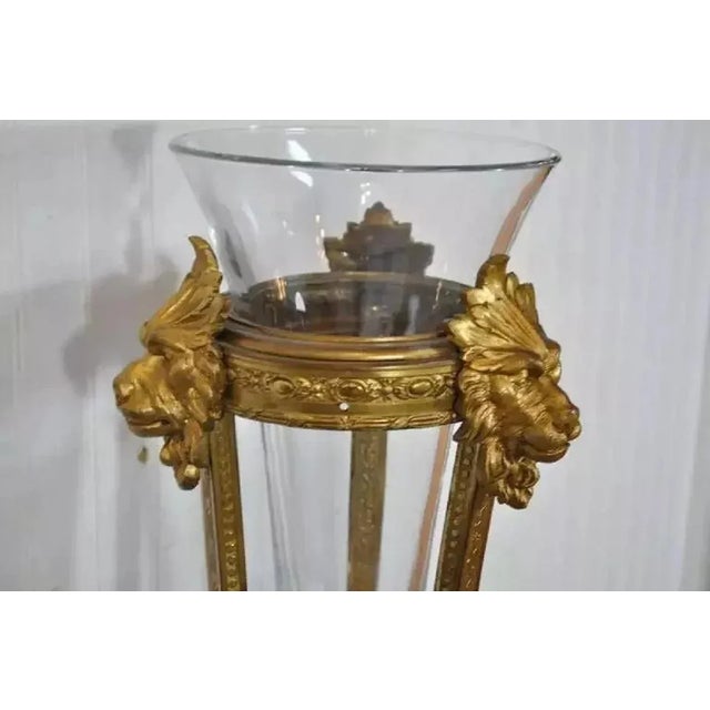 19th Century French Neoclassical Bronze Figural Lion Plant Stand Vase Pedestal For Sale - Image 10 of 10