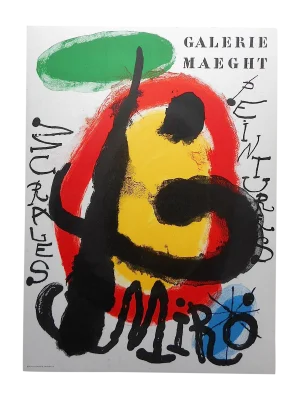 Vintage Full Size Mid 20th Century Abstract Joan Miro Poster
