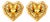 Geometric Heart Citrine Stud Earrings, Silver, Gold, Pair For Sale