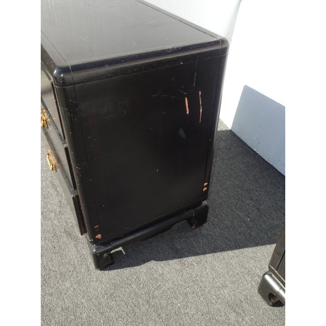 Vintage Williams Sonoma Nightstands Ming Asian Chinoiserie Black Side Tables For Sale - Image 15 of 16