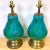 Mid-Century Modern Turquoise Oceanic Murano Glass & Brass Table Lamps, Italy, Circa 1960s - a Pair For Sale - Image 3 of 10