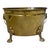 Vintage large oval cachepot featuring an intricately etched Asian-inspired scenic motifs, accented with decorative lion...