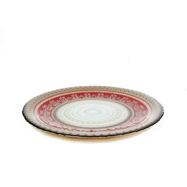 Large Turkish Gilded Glass Decorative Plate For Sale In Austin - Image 6 of 8