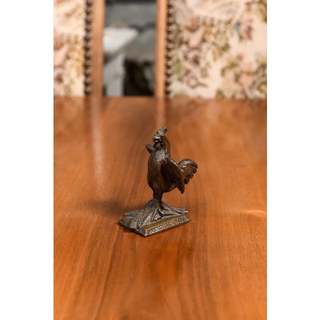 19th Century French Cast Bronze Rooster Sculpture with Wings Extended Backwards For Sale - Image 9 of 12