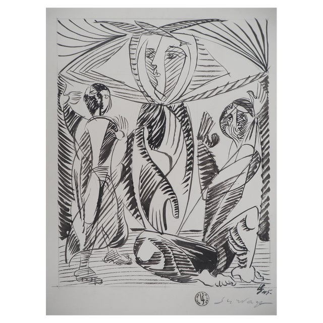 Léopold Survage, Adoration, 1945, Original Ink & Wash For Sale