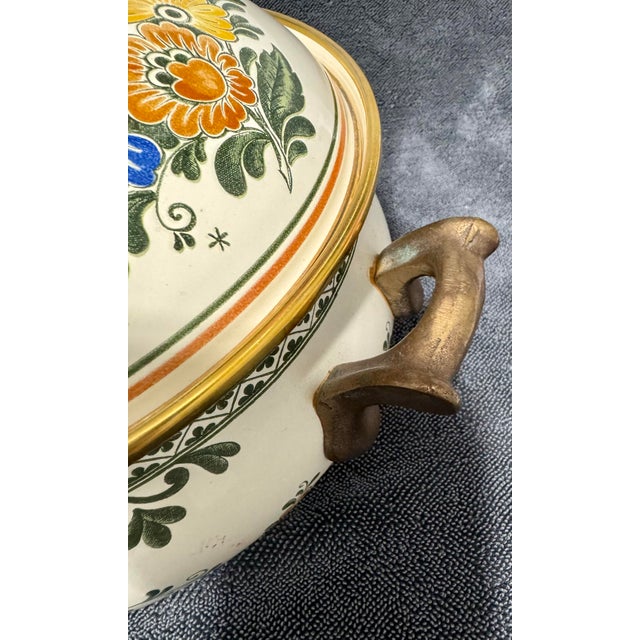 Vintage Asta Enamelware 2 Qt Dutch Oven Old Amsterdam Floral Casserole Pot Lid For Sale In Tampa - Image 6 of 12