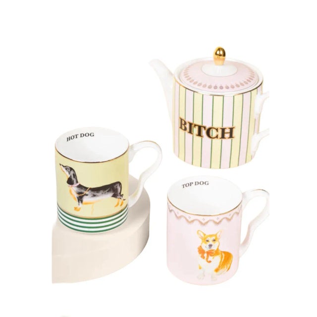 Porcelain Teapot and Mug Set with Gift Box by Yvonne Ellen, Set of 3 For Sale - Image 6 of 6