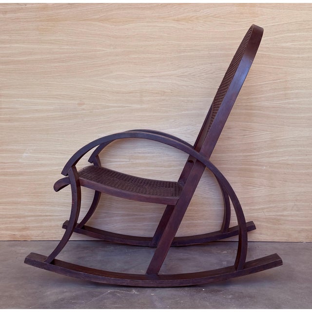 Mid 20th Century Pair of Bentwood Rocking Chairs with Cane Seat and Back For Sale - Image 18 of 18