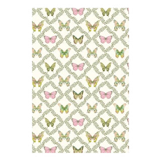 Butterfly Trellis Pastel Grasscloth Wallpaper by House Party | 6 Yards For Sale