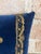 Ink Blue Pair of French Sapphire Velvet Pillows With 19th Century Gold Metallic Appliques For Sale - Image 8 of 11
