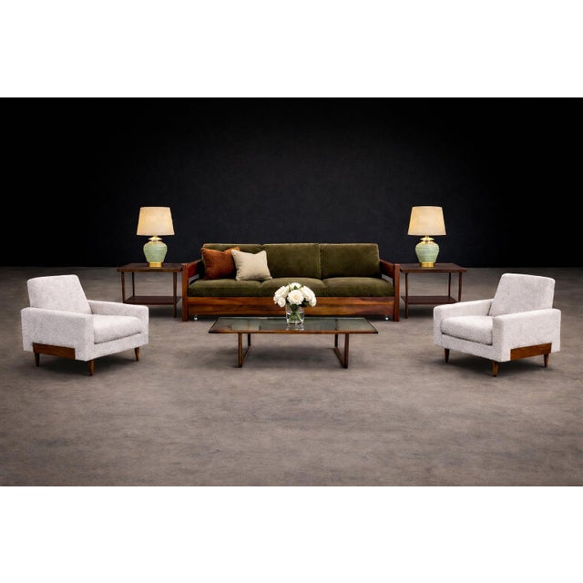 Brazilian Modern Two-in-One Rosewood Sofa & Daybed in Deep Olive Mohair, Celina For Sale - Image 12 of 16