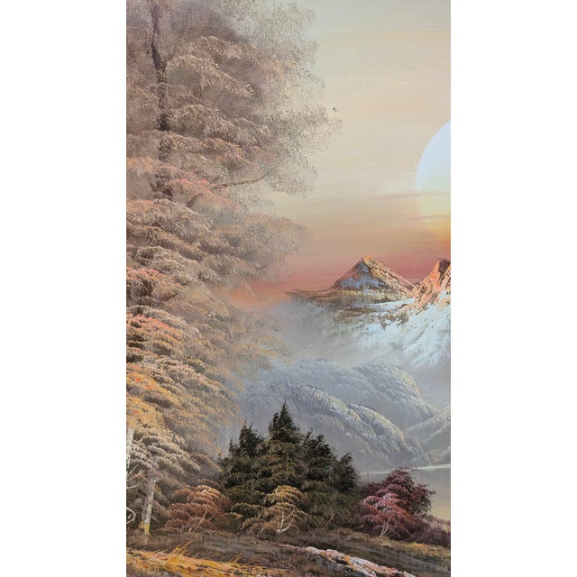 Large H Wilson Painting "Mountain Sunset Over Lake" For Sale - Image 10 of 12