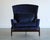 The Big Chair and Ottoman by Jens Risom in Navy Blue Velvet, C. 1950s For Sale In New York - Image 6 of 11