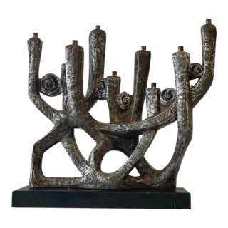 Vintage Brutalist Mid Century Menorah For Sale