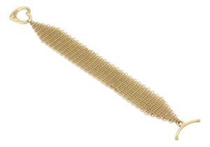 Tiffany & Co Peretti 18k Yellow Gold Mesh Heart Toggle Clasp Bracelet