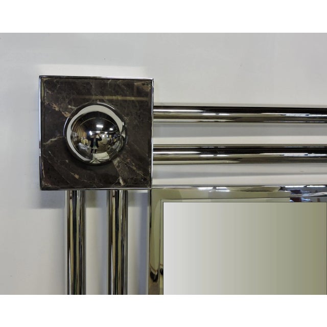 J. Wade Beam 1980s Brueton Post Modern Reflection Two Stainless and Marble Mirror by J. Wade Beam For Sale - Image 4 of 10