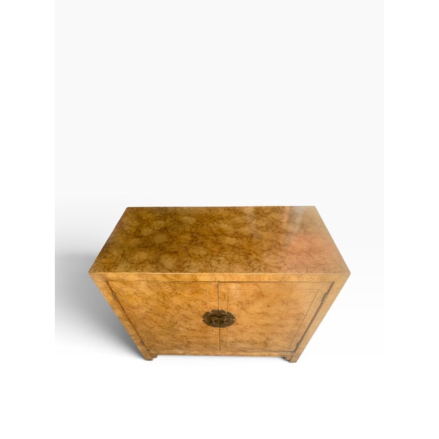 Wood Pair of 1970s Henredon Faux Tortoise Shell Chinoiserie Cabinets With Brass Hardware For Sale - Image 7 of 16