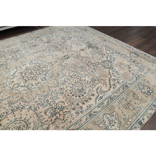 1970s 1970s Vintage Persian Handmade Wool Cotton Beige Area Rug For Sale - Image 5 of 11