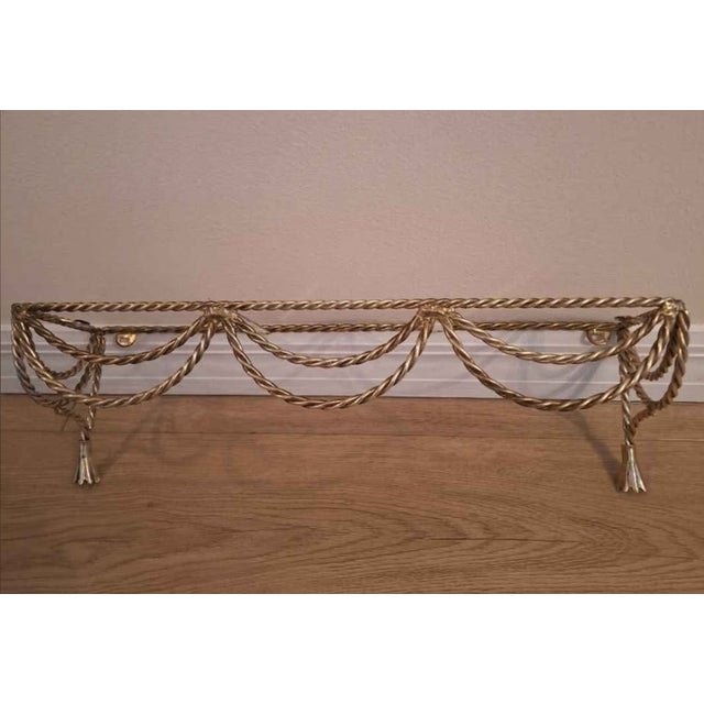 Hollywood Regency Hollywood Regency Brass Rope Tassel Wall Shelf With Glass Insert Grandmillennial 18 Inch For Sale - Image 3 of 3