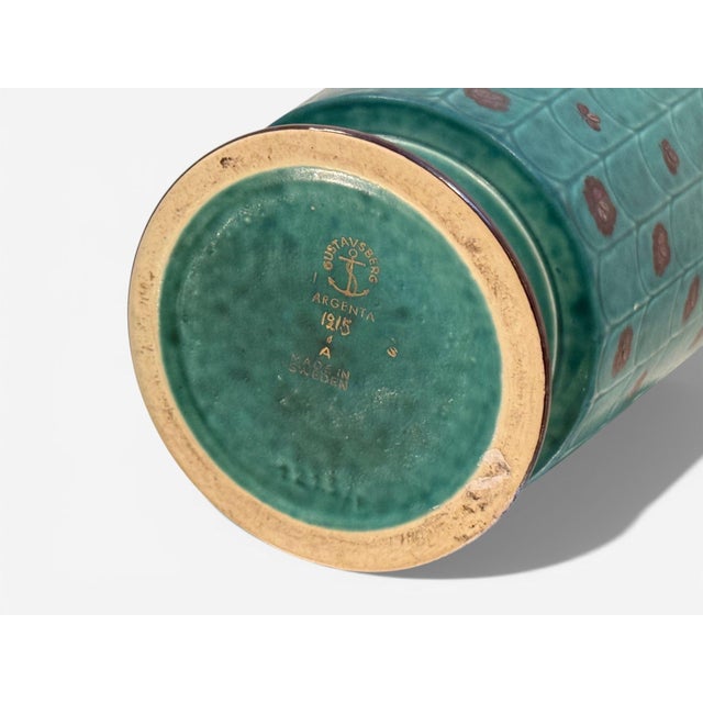 Wilhelm Kage, Green Ceramic, Argenta Vase, Sweden, 1930s For Sale - Image 9 of 9