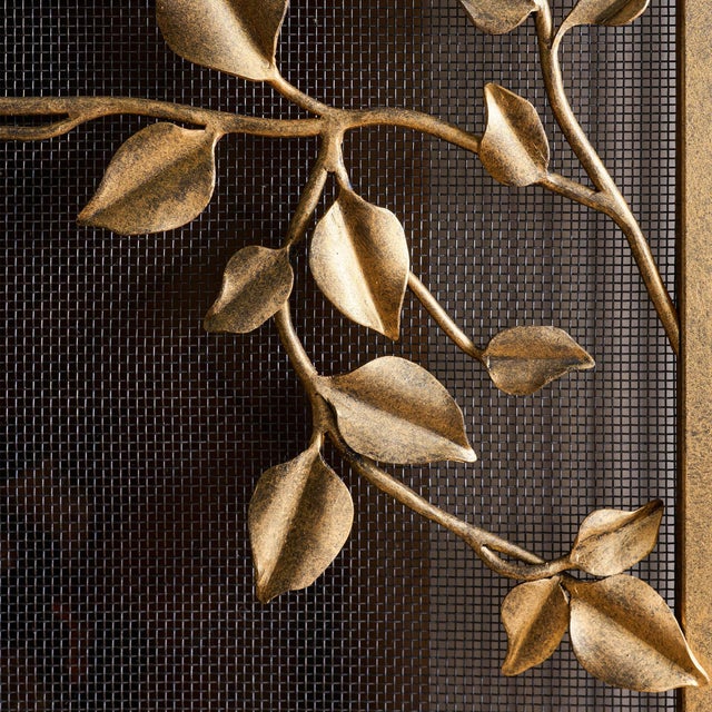 Tobacco Graceful Leaves Fireplace Screen For Sale - Image 9 of 11