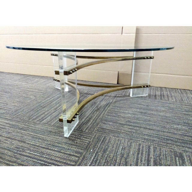 Mid-Century Modern Vintage Charles Hollis Jones Lucite Brass Coffee Table on Sale for $849 Read Below For Sale - Image 3 of 5