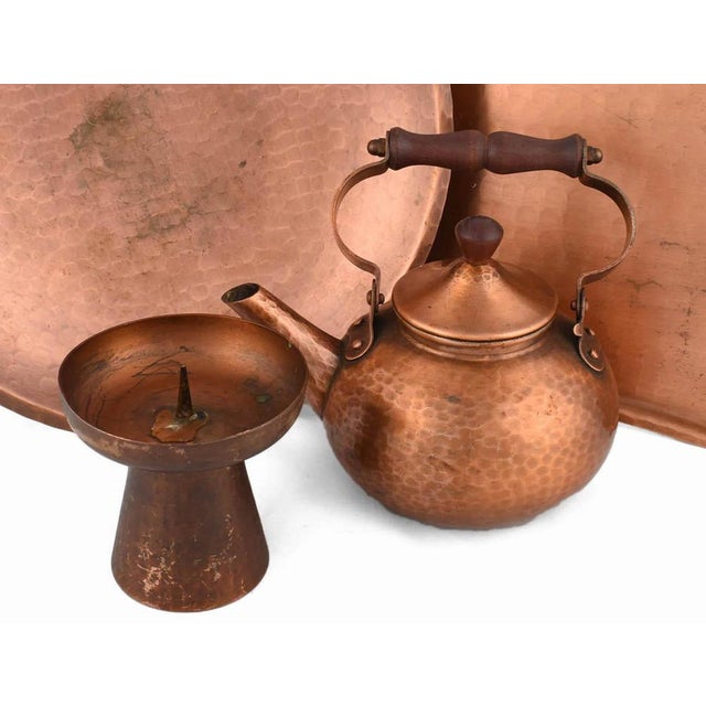 Vintage Hammered Copper Set by Eugen Zint, Germany, 1950s, Set of 4 For Sale - Image 4 of 5