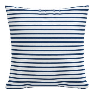 20" Indoor/Outdoor Pillow in Navy Nautical Stripe For Sale