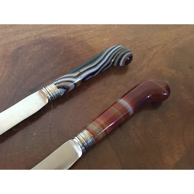 Antique 19th Century English Pistol Handled Knives with Agate Handles - A Pair For Sale - Image 11 of 13