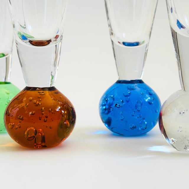 Glass Colorful Postmodern Art Glass Cordials - Set of 6 For Sale - Image 7 of 11
