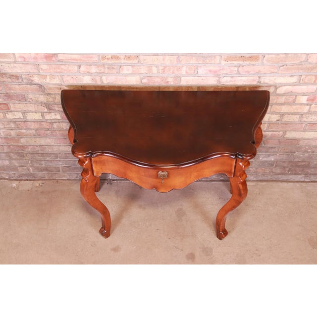 Late 20th Century Baker Furniture Milling Road Italian Provincial Carved Maple Console or Entry Table For Sale - Image 5 of 11