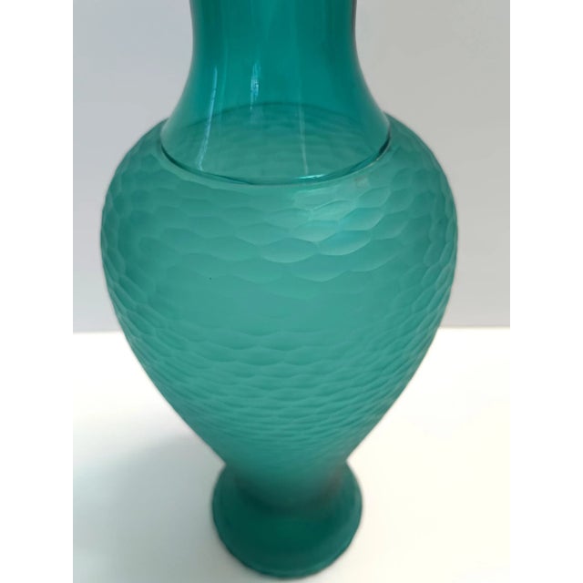 Teal Polished Hand-Blown Murano Glass Vase by Vetrarti, 1990s For Sale - Image 7 of 11