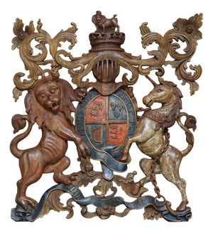 Royal Handcarved Armorial Crest Coat of Arms in Painted Polychrome, 1707-1714