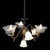 Brass Electric & Gas 7-Light Chandelier & Diamond Cut Ruffled Glass Shades C1890 For Sale - Image 13 of 13