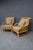Comfortable pair of Braxton Culler lounge chairs crafted from split reed bamboo with gracefully curved arms, lattice...