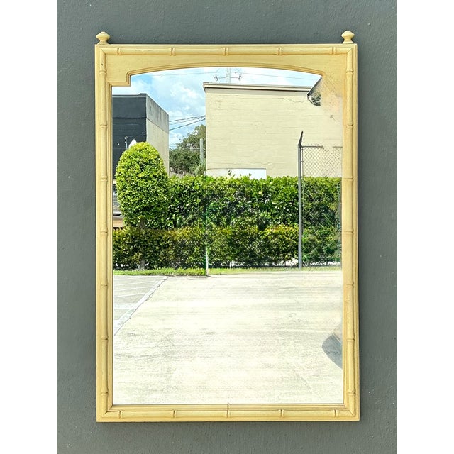 Wood Vintage Faux Bamboo Rectangular Mirror For Sale - Image 7 of 15