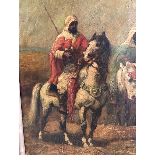 Circle of Adolph Schreyer, Figures on Horseback, 1800s, Oil on Canvas For Sale - Image 5 of 12