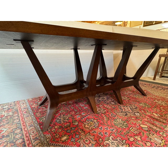 Joseph Jeup Sculpted Trestle Dining Table + X Back Dining Side Chairs, Set For Sale In San Francisco - Image 6 of 11