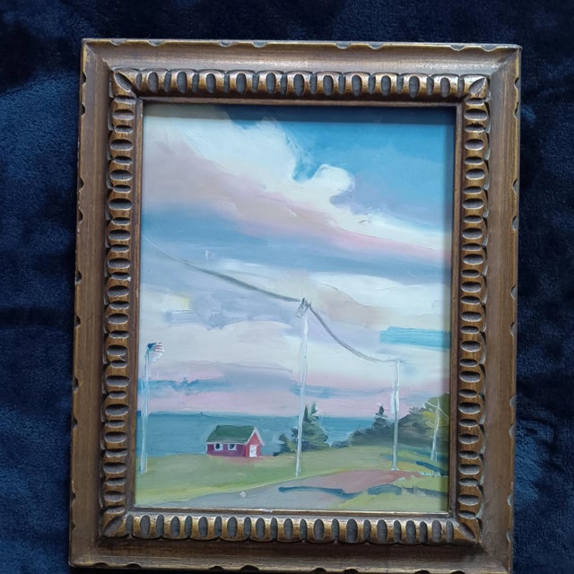 Realism Red Boathouse on Crabtree Point Road Original Oil Painting, Framed For Sale - Image 3 of 5