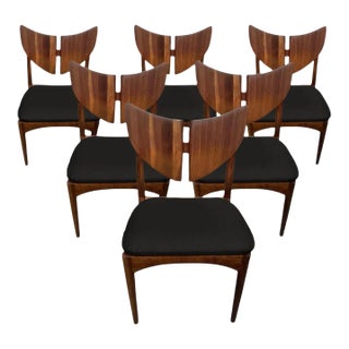 Mid Century Style Solid Walnut Butterfly Dining Chairs - Set of 6 For Sale