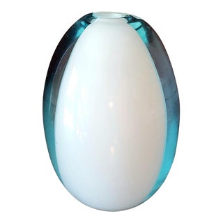 Vintage Cenedese Murano Style Italian Hand-Blown Glass Striped Carousel Vase For Sale