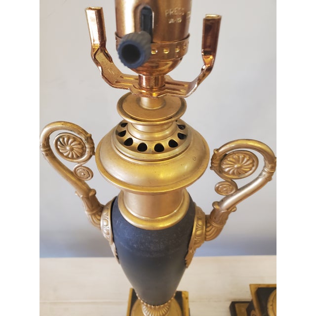 1950s Brass Table Lamps - a Pair For Sale - Image 4 of 5