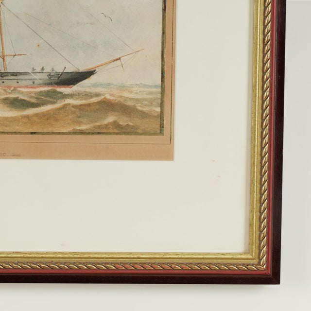 Antique Watercolor of the English Steamship H. M. S. Jackal For Sale - Image 11 of 13