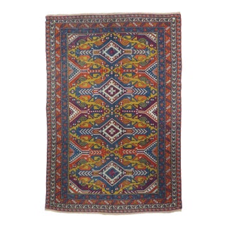 Vintage Turkish Sumak Rug 6'3'' X 9'4'' For Sale